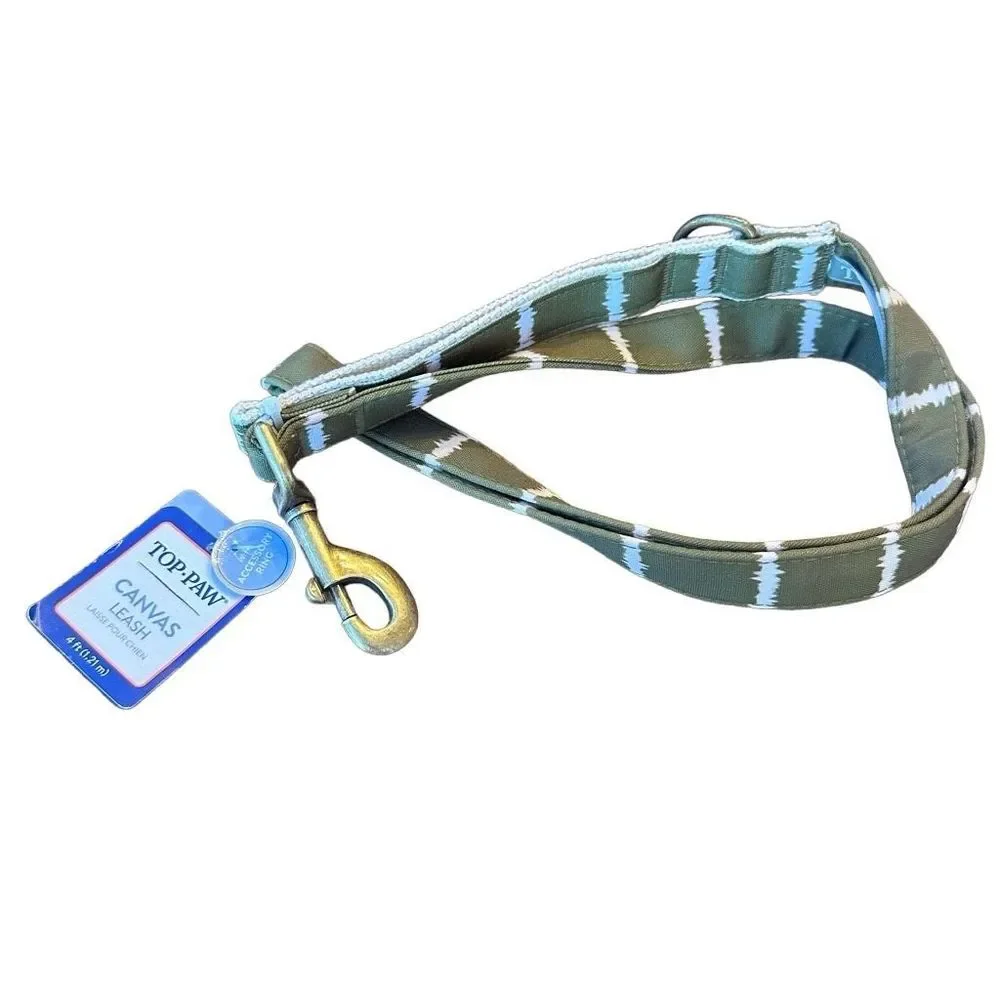 Top Paw Hunter Green‎ Canvas Tie Dye Dog Leash 4 FT Accessory Ring